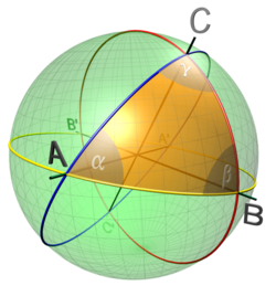 https://upload.wikimedia.org/wikipedia/commons/thumb/9/93/Spherical_triangle_3d_opti.png/250px-Spherical_triangle_3d_opti.png